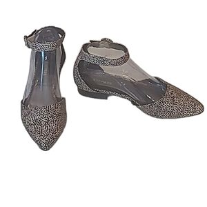 Express Cheetah Print Vintage Ankle Strap Pointy Toe Kitten Heel D'Orsay Sandals